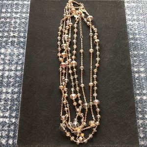 Set of 2 Rose & Crystal Necklaces